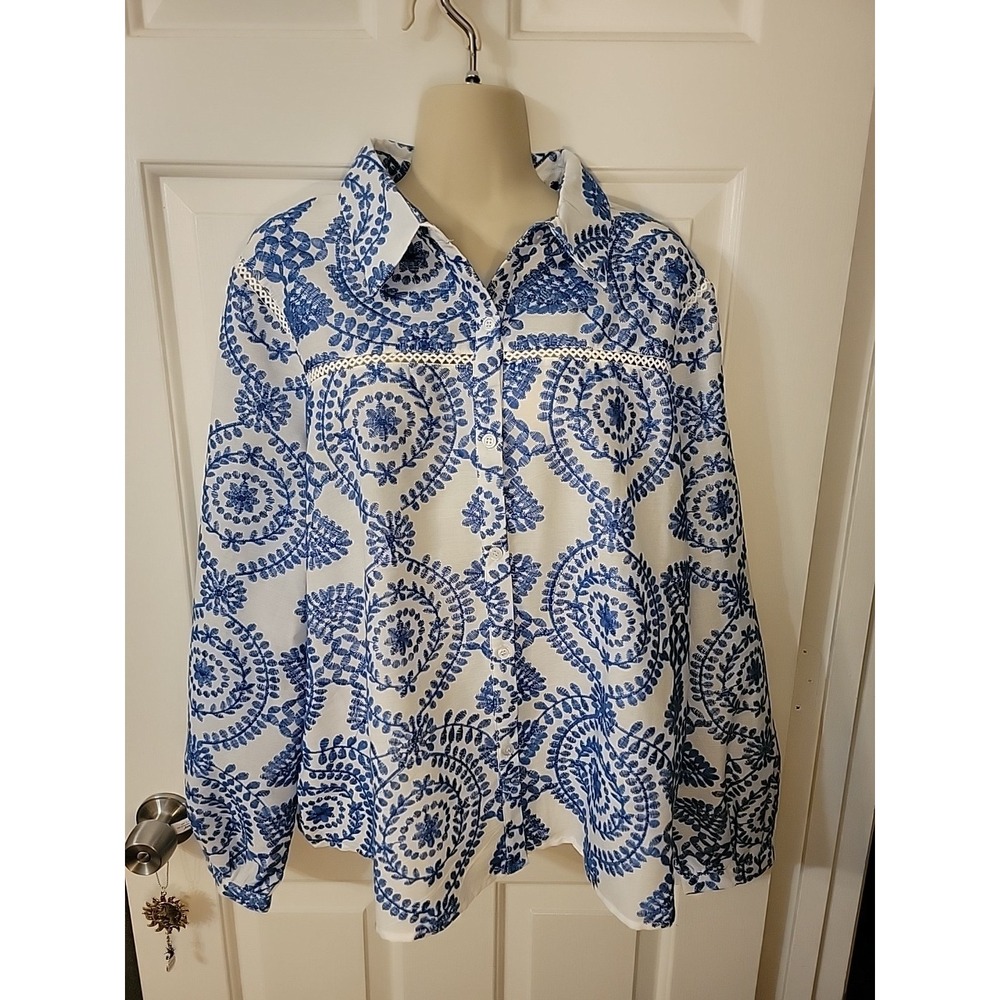 Lauren Hansen Long Sleeve Shirt Blouse XL Versona NWT